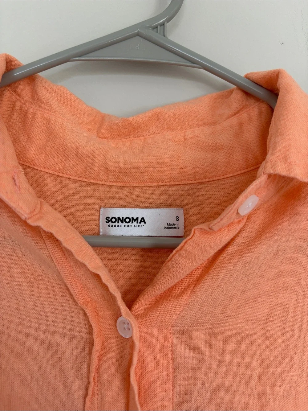 Sonoma Women’s Peach-Orange Long-Sleeve Button-Down Shirt